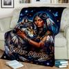 1PC Custom Name Wolf Spirit Connection Flannel Blanket Versatile,all-season Throw Suitable for the Living Room,bedroom,camping,travel,and Gift