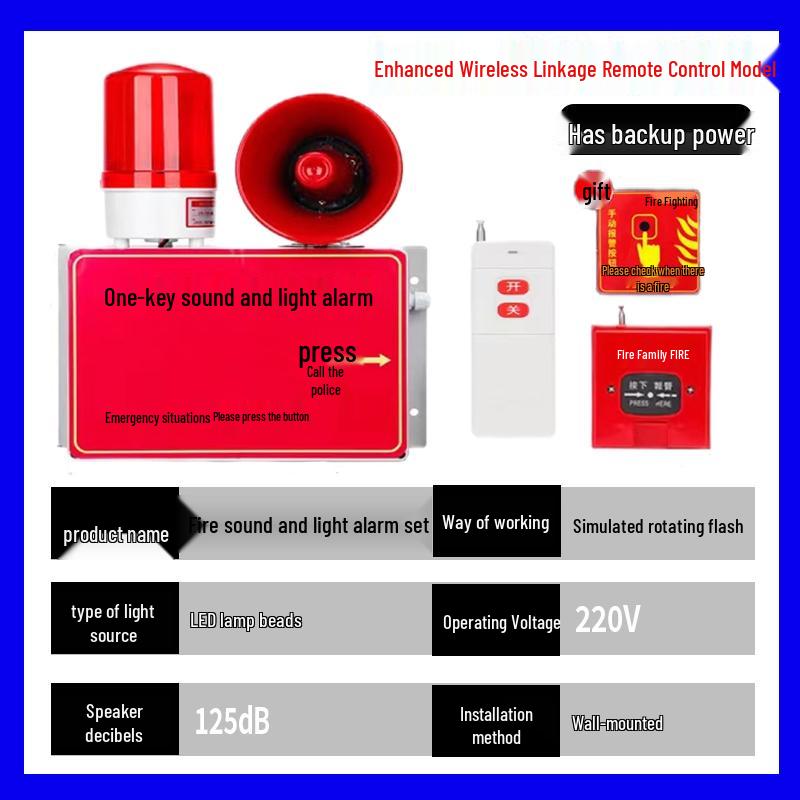 Industrial Fire Alarm System: Manual Emergency & Escape Alarm with One-Button Sound and Light for Factory Inspection.