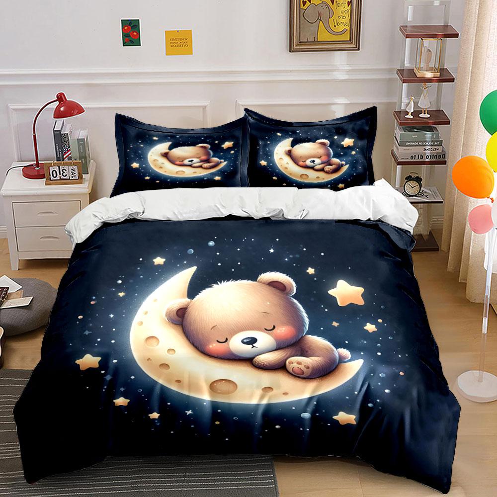 Süßes Bärenmond-Dekorationsset Mehrere Größen Kinder- und Schlafzimmer für Erwachsene Exquisites 3-teiliges Bettwäsche-Set Geschenk