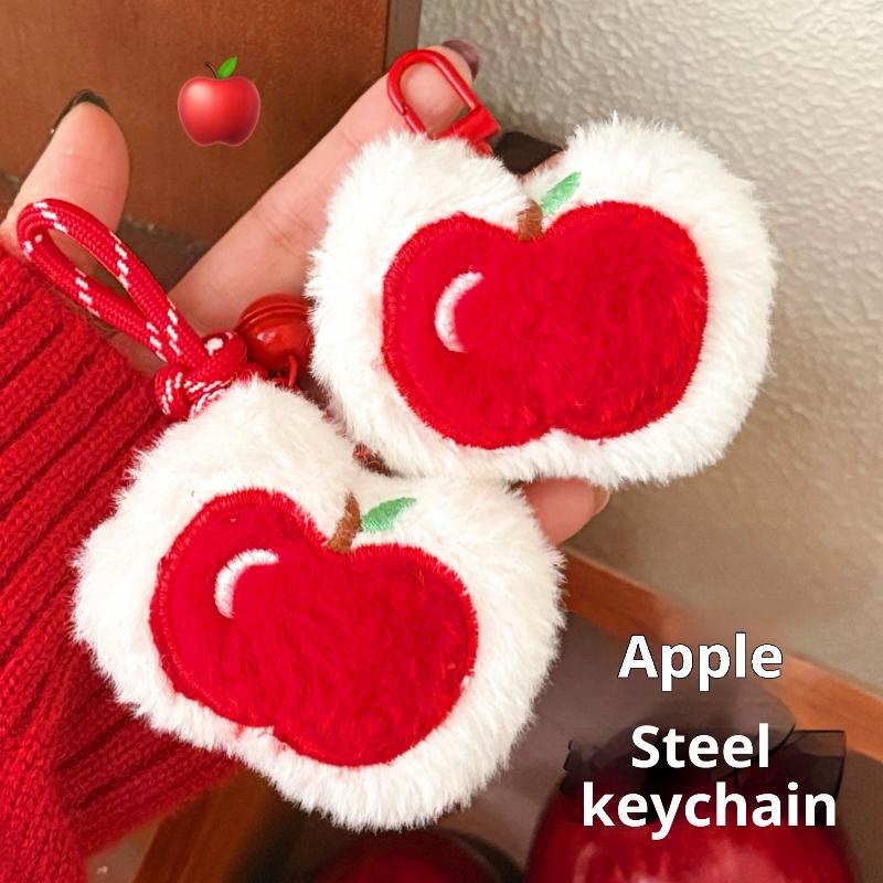 Cute Plush Fruit Apple Pendant Keychain Coin Purse Soft Plush Zipper Small Wallet Backpack Keychain Decorative Pendant Gifts