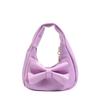 Pu Mini Butterfly Bow Handbag For Girls With Zipper Closure And Inner Pockets