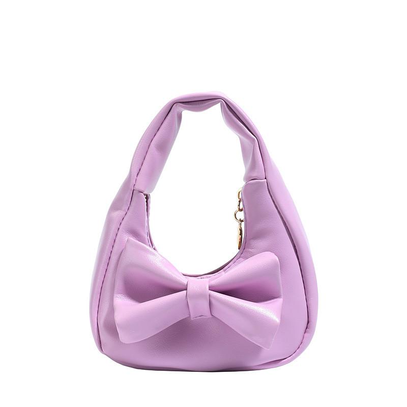 Pu Mini Butterfly Bow Handbag For Girls With Zipper Closure And Inner Pockets