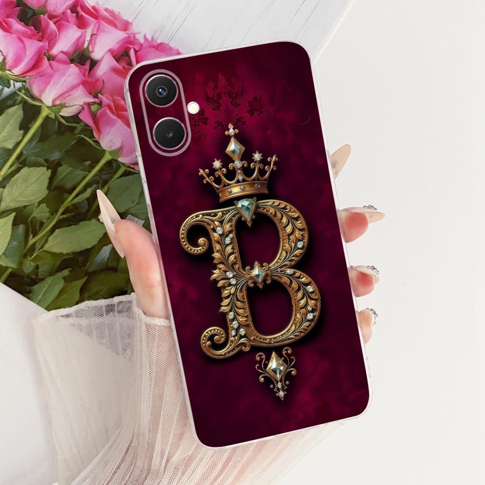For Samsung Galaxy A07 4G Royal Crown Initial Letter Couple Phone Case For Samsung A07 4G A075B Soft Silicone TPU Covers Bumpers
