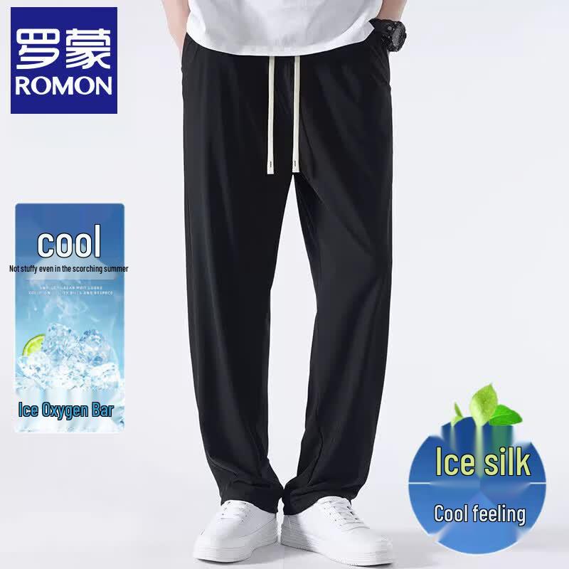 Romon Men's Ice Silk Straight Leg Casual Pants