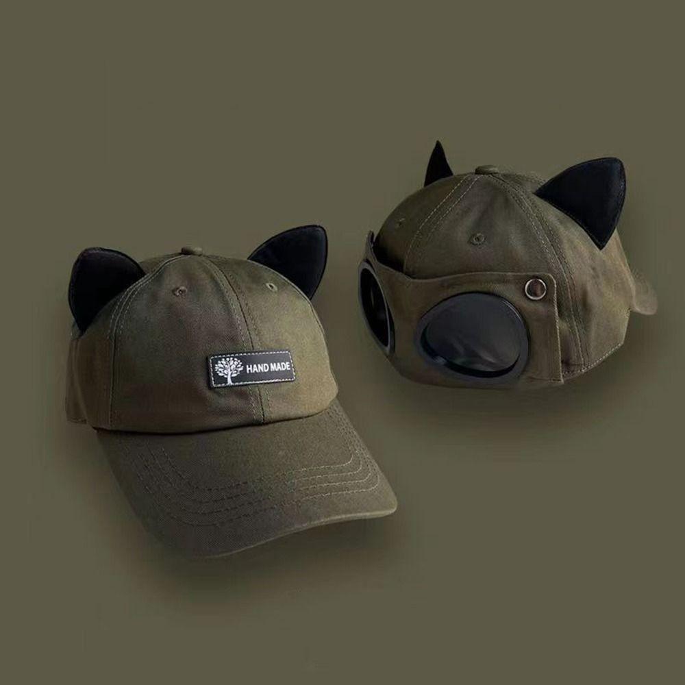 Cat Ear Streetwear Adjustable Peaked Cap Korean Style Sun Visor Pilot Hat Women Baseball Cap