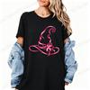 Fashion Breast Cancer Awareness Print Short Sleeve T Shirt Pink Ribbon Witch Hat Halloween Women T-Shirt Clothing Female Top Tee