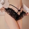Lace Hollowed Out Sexy Underwear Women Low Waist Bandage Thong Thin Transparent Erotic Panties Breathable Seamless Brief