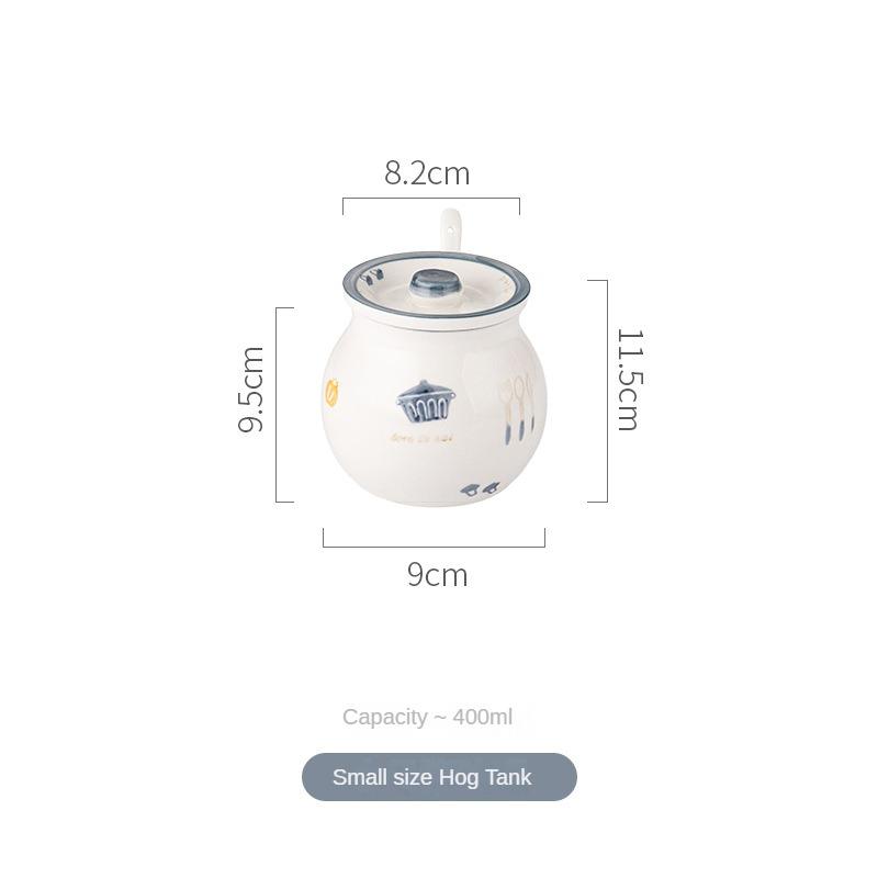 Ceramic Pig Oil Tank Household Decoration Heat-Resistant New Large Ladle Lid Integrated Oil Splash Pot Kitchen Spaces Seasoning Pot