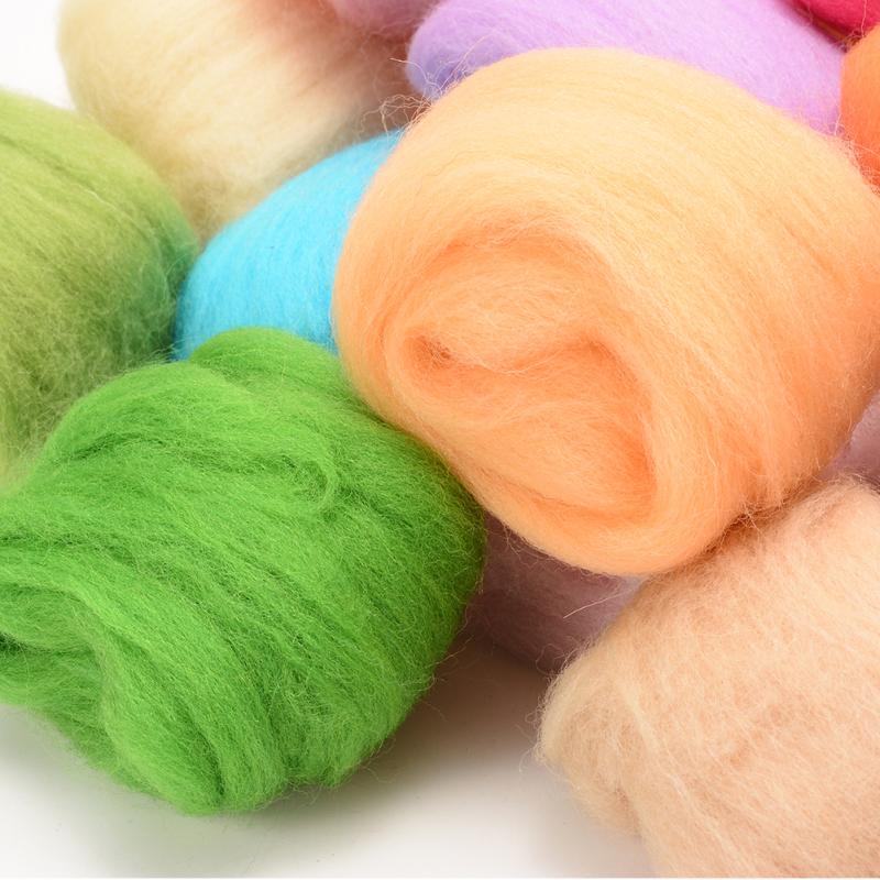 Needle Felting Wool Set of 36 Colors Wool Roving Fibre Wool Yarn Roving for Needle Felting Hand