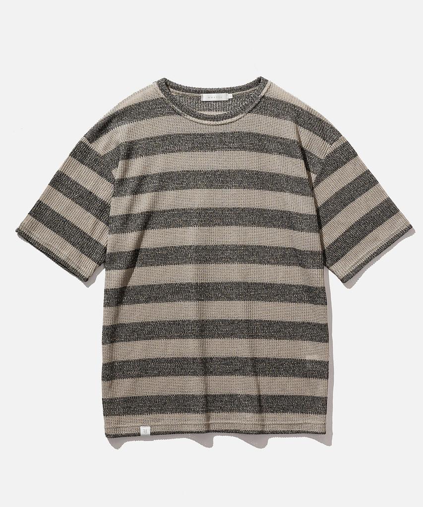 VASTIC Stripe Half Hazzi Knit_Khaki