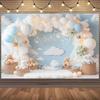 2D Bear Hot Air Balloon Photography Backdrop for Baby Shower