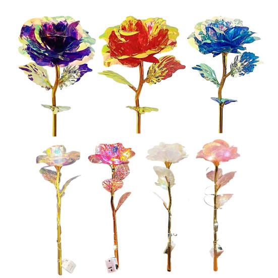 Colorful Artificial Rose Flower Forever Rainbow Rose Gifts with String Lights for Women Girls Mom Wife Mother's Day Valentine's