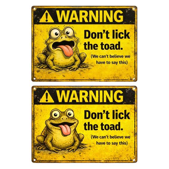 Nicht die Kröte lecken Schild Lustige Kröten Warnschild Humorvolles Frosch Kröte Vintage Metallschild für Bar Garten Hof Terrasse Zaun Dekor