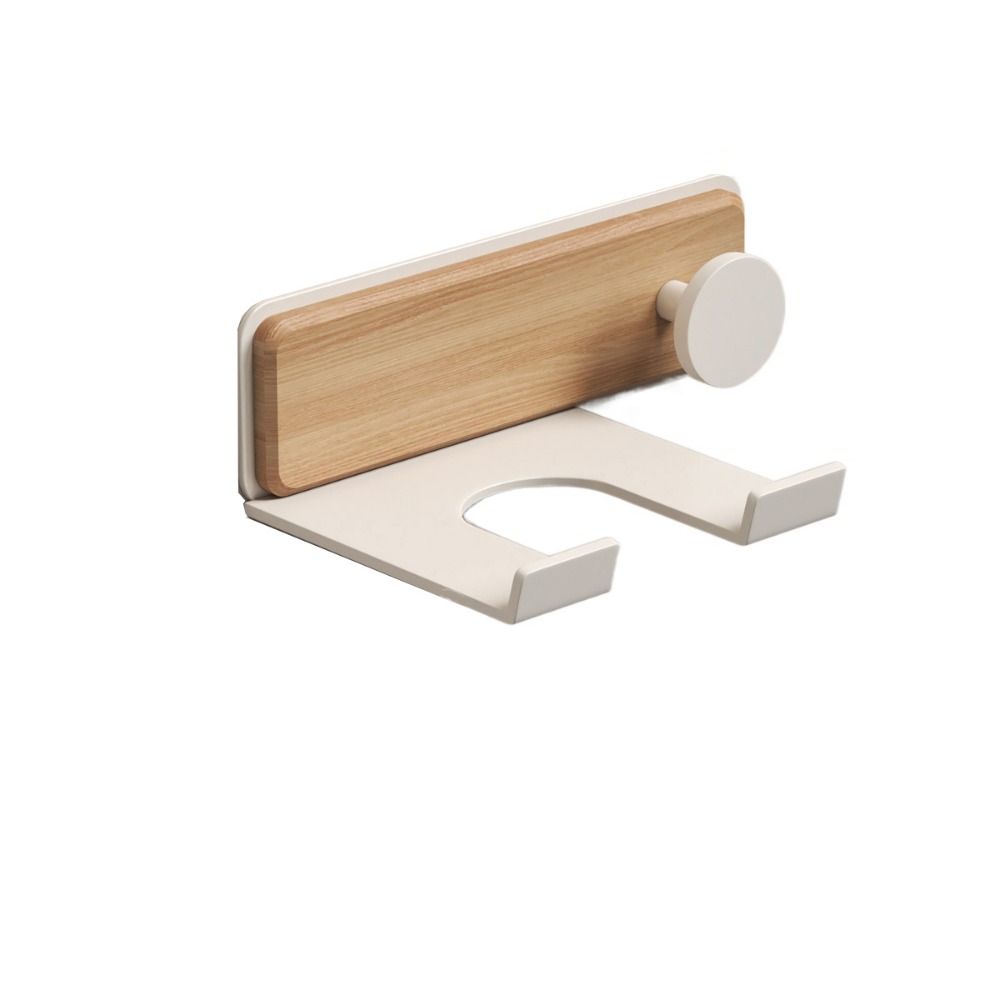 Wall Mount Wood Hairdryer Holder Self Adhesive Hair Dryer Organizer Hair Blow Dryer Stand  Home