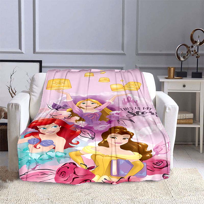 Exquisite Princess Cartoon Flannel Blankets Can Be Customized, Suitable for Beds, Bedrooms, Sofas, Picnics, Outdoor Leisure Nap