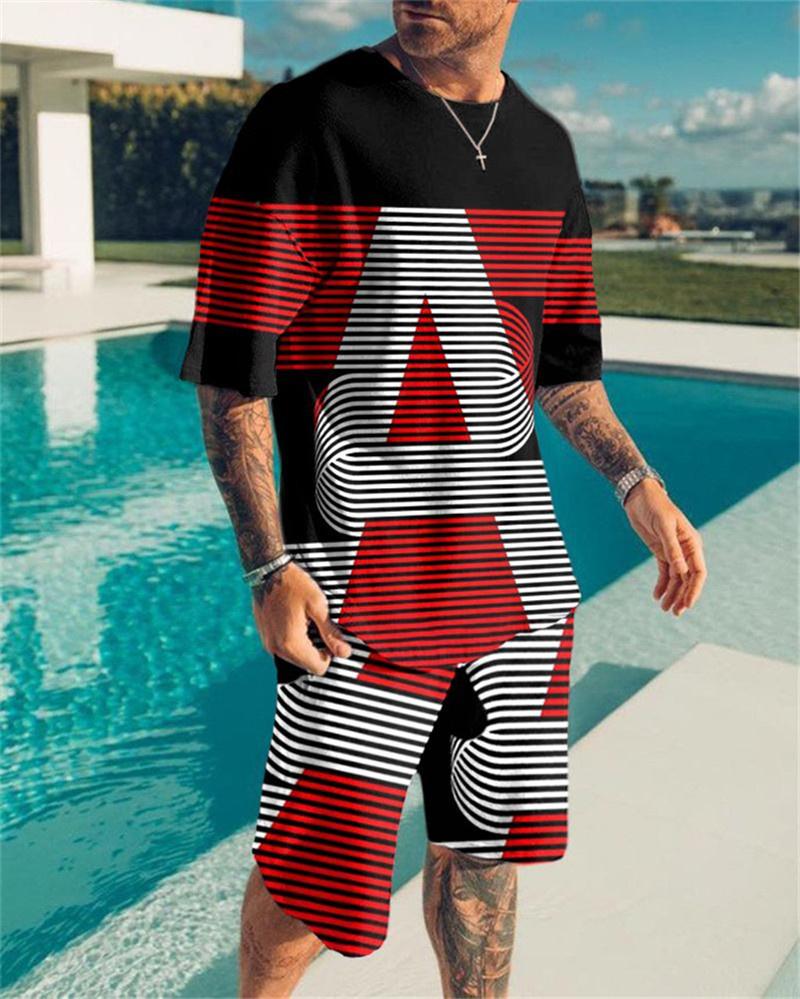 2024 Neues Sommer Herren Set Freizeitkleidung Herren T-Shirt + Shorts Sportanzug Pik A Modetrend 2-teilige Outfits Herrenbekleidung