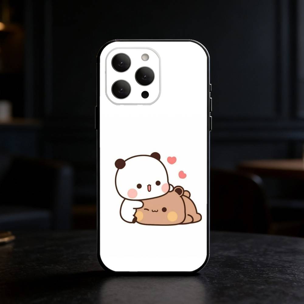 Cute BuBu DuDu Phone Case For iPhone 17,16,15,14,13,12,11 Plus,Pro,Max,Mini Silicone black Soft Cover