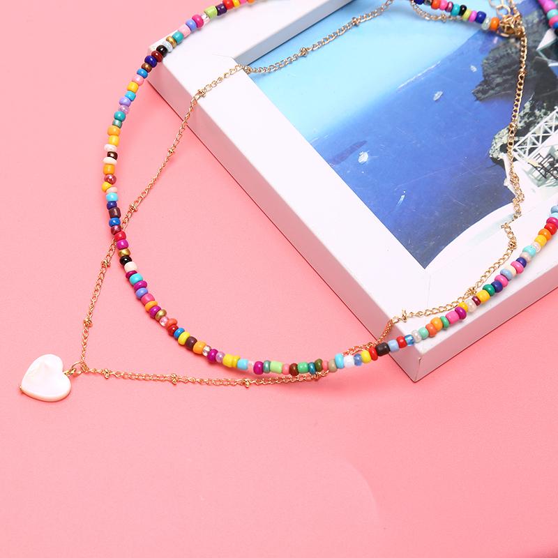 Böhmische Frauen Multicolor Perlen handgemachte Liebe Halsketten Schmuck Geschenk