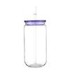 Transparent Plastic Straw Cup With Colored Lid Comes With Sreaw And Cup Lid Can Milk Coffee Throw-Proof 16 OZ