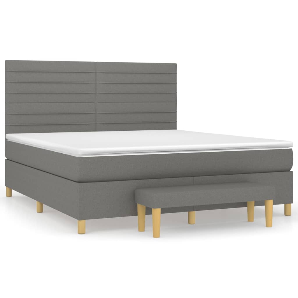 Boxspringbett mit Matratze Dunkelgrau 180 x 200 cm Stoff