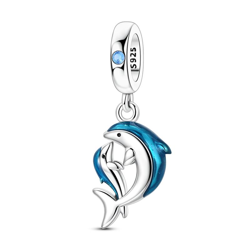 Summer Series Original 925 Sterling Silver Charms Bead Blue Marine Life Pendant Fit Original Bracelet For Women Jewelry Gift