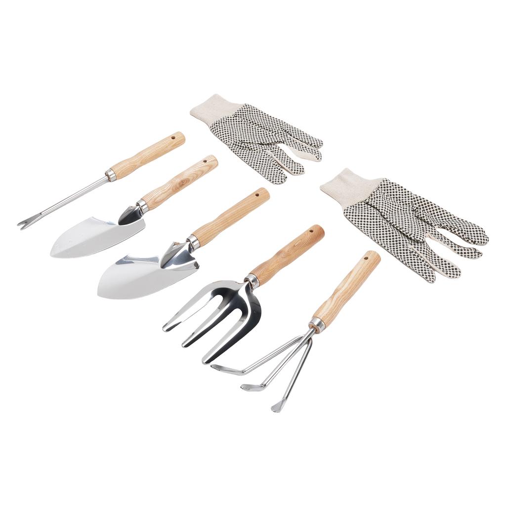 Garden Tool Set, Stainless Steel Shovel, Trowel, Pull , Fork Rake with Gloves, Garden Tools for Garden, Patio, Farm