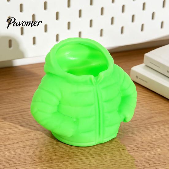 Small Cosmetics Storage Puffer Jacket Pen Holder, 3D Printed Desk Organizer, Novelty Stationery Wear-resistant Cup Holder for Office Home, Creative