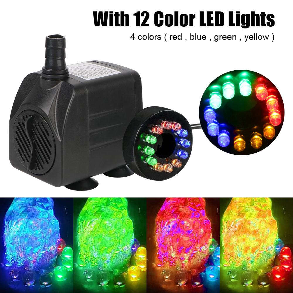 S napájacím káblom s 12 LED svetlom Ultra-tichá ponorná fontánová vodná pumpa