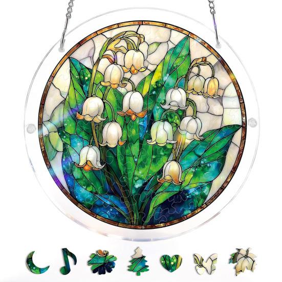 Acrylic Puzzle Suncatcher Stained Glass Window Hanging Ornament with Double-side UV
