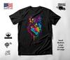 Wolf Portrait Neon Graphic T-Shirt Black Unisex S-2XL