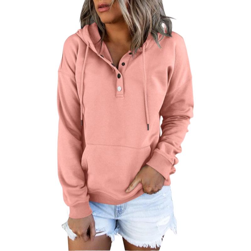 2024 Fall Women's Casual Loose Hooded Drawstring Sweatshirt with Pockets
