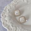 Korean Fashion New Jewelry Bling Vintage Square Geometric Stud Earrings Shell