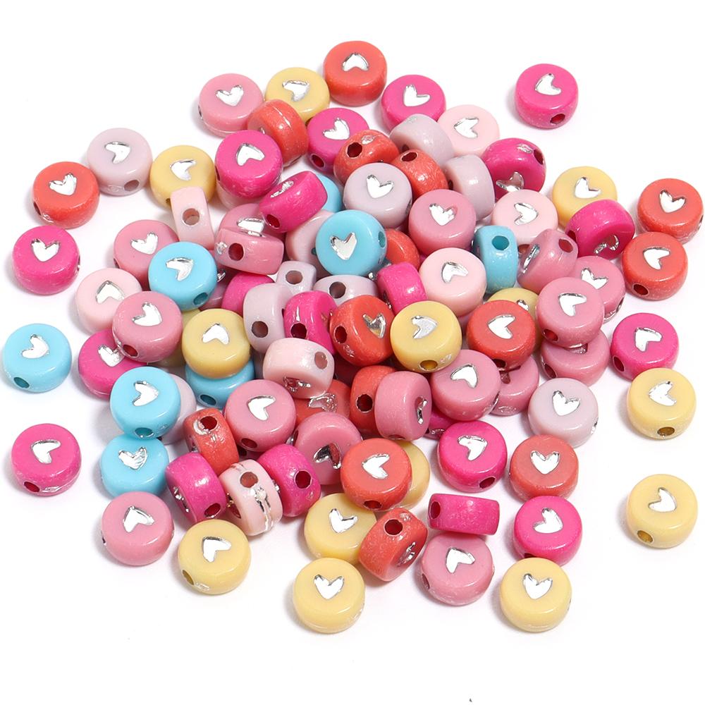 100/200Pcs Mixed Color Letters Acrylic Beads Round Flat Alphabet Loose Spacer Beads For Jewelry Making DIY Bracelet Accessories