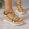 Fashion 2025 Women's Sandals Open Toe Wedge Shallow Heel Summer Dress Sandals Women Casual Comfortable Plus Size Fashion Shoes Ladies
