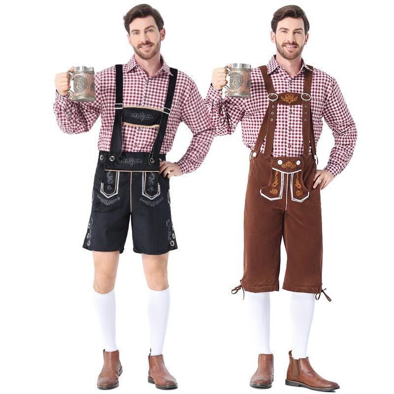 Herren Karohemd Bestickte Latzhose München Oktoberfest Halloween Cosplay Party Kostüm
