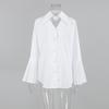 Chemise en Coton Style Français à Manches Évasées pour le Printemps Été Commute