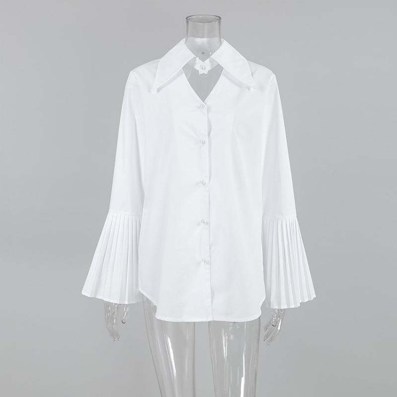 Chemise en Coton Style Français à Manches Évasées pour le Printemps Été Commute