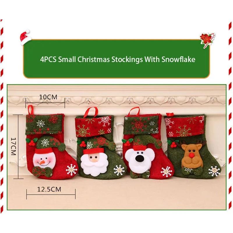 Christmas Stockings Santa Snowman Hanging Xmas Tree Socks Ornaments Christmas Decor For Home New Year Navidad Candy Gift Bags