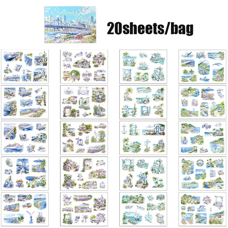 20pcs/pack Four Seasons Scenery Sticker Book Decals for Journal Scrapbooking, Nature Theme DIY Decorations