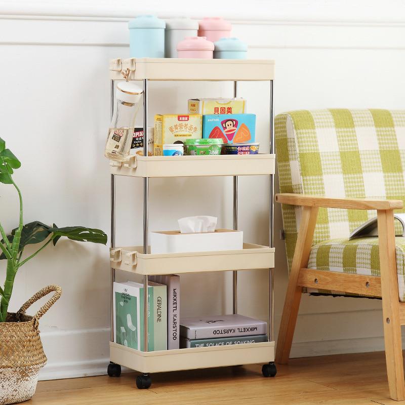 3/4 Laags Keuken Opbergrek Verrijdbaar Plastic Badkamerplank Wielen Ruimtebesparende Organizer CDN