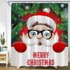 Christmas Shower Curtains Funny Snowman Fir Branch Gift Xmas Ball New Year Holiday Fabric Home Bathroom Decor
