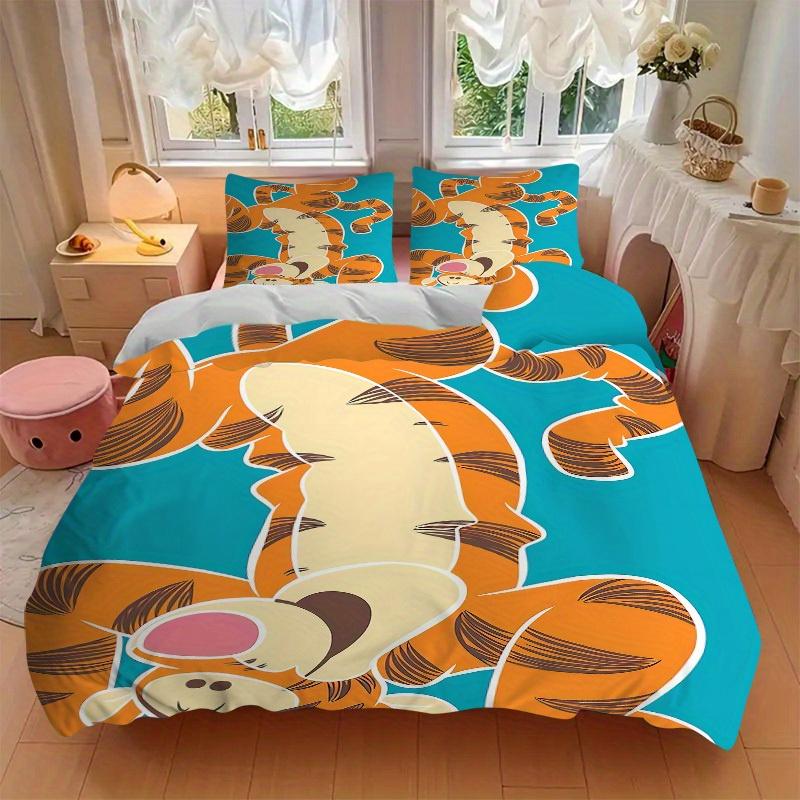 3pcs Set Tigger1pc of Quilt Cover+2pcs of Pillowcase, No Core, Print Bedding, All Seasons Bedroom Setting053