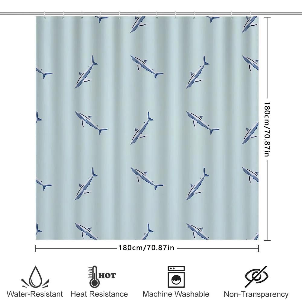 Blue Dolphin Printed Shower Curtain Waterproof Bath Decor Home Bathroom Decoration