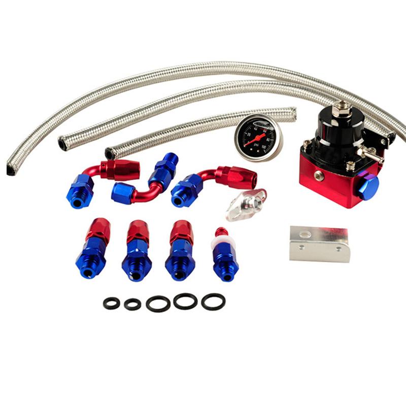 Universal Adjustable Fuel Pressure Regulator Oil 160psi 100psi Gauge AN6 AN 6 Fuel Pressure Regulator Kit Fitting End Colourful