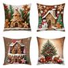 Short Christmas Day Pillowcase 45x45cm Gingerbread Man Throw Pillow Cover Snowman Xmas Tree Decorative Cushion Cover