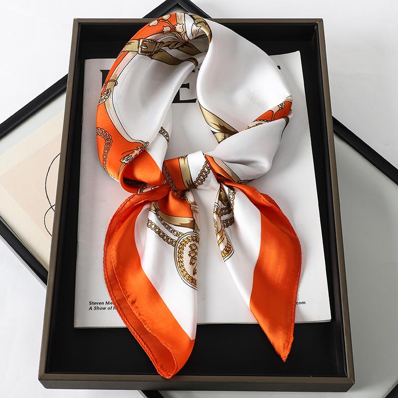 Luxury Brand Silk Scarf Square Women Shawls And Wraps Office Small Hair Neck Hijabs Kerchief Foulard Ladies Scarves 70*70cm