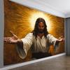 2D Jesus Open Arms Backdrop, Christ with Radiant Halo Photography Background, Christian Religious Banner