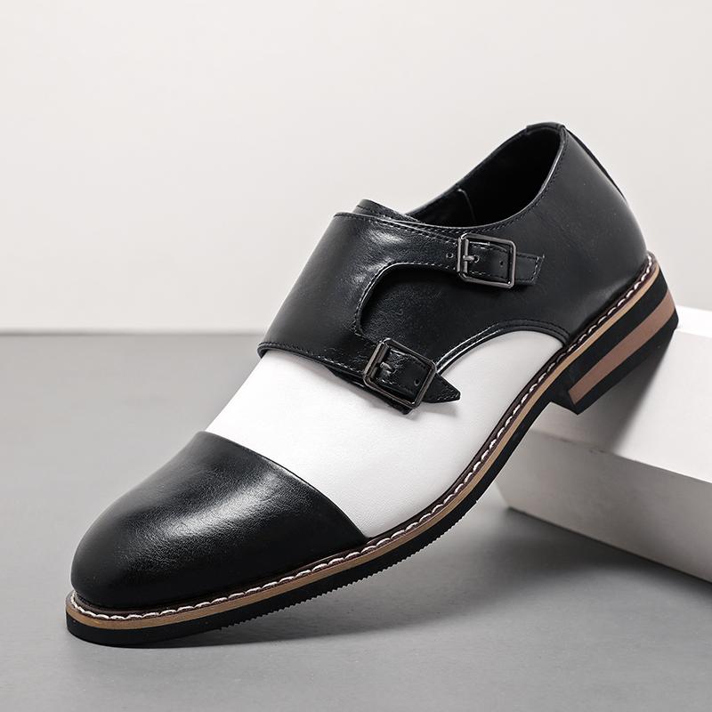 Retro Men Loafers Casual Comfortable Buckle Leather Shoes British Business Office Dress Shoes Size 38-48 Men Shoes