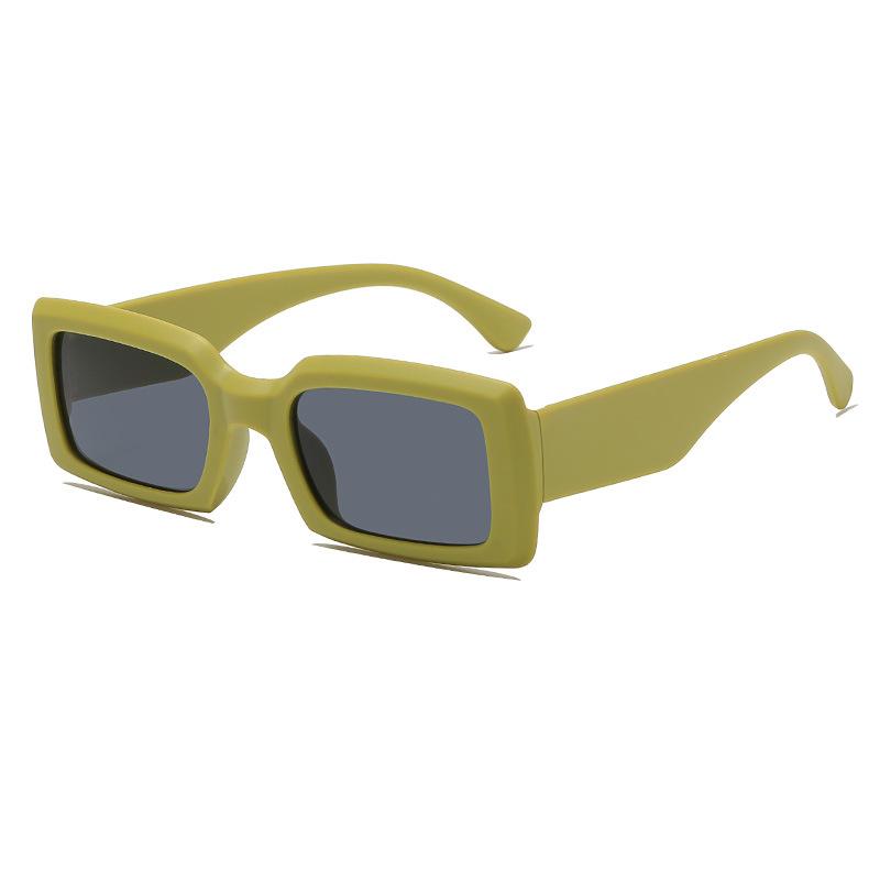 Avocado Green Sunglasses New Retro European and American Fashion Square Sunglasses Personalized Hip Hop Sunglasses Trend