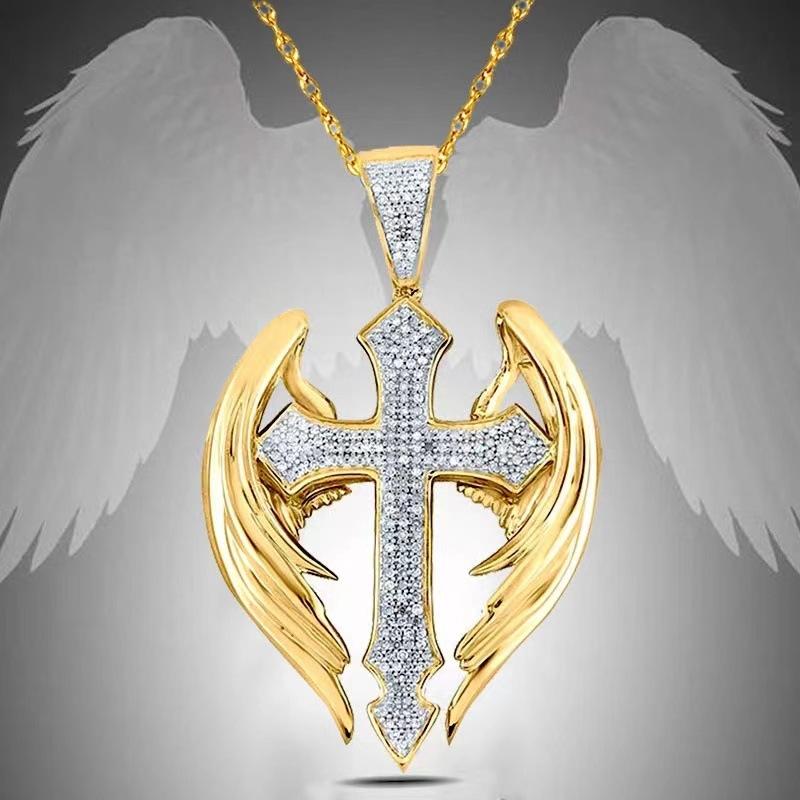 Fashion Necklace Cross Retro Cross Fairy Wings Jewelry Gift fashion High Quality